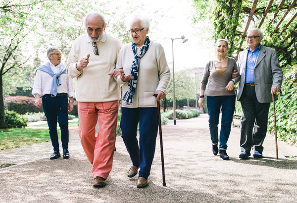 Group of Older People Walking Outdoors